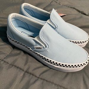 blue vans with checkered outline